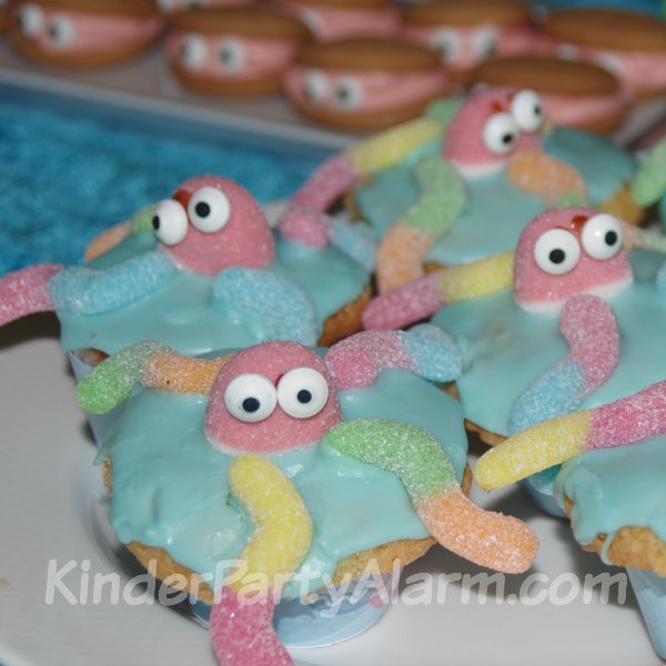 Kraken Muffin beim Meerjungfrau Geburtstag #kindergeburtstag #geburtstag  #mottoparty #kinderpartyalarm #dekoration #meerjungfrau #kids #printables #diy
